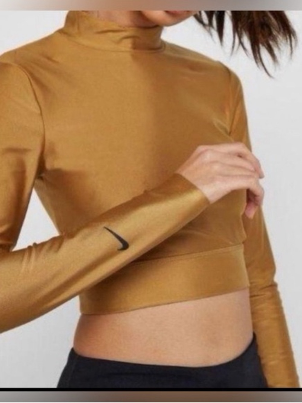 Nike Tech Pack Training Crop Top Metallic Gold Wheat Medium